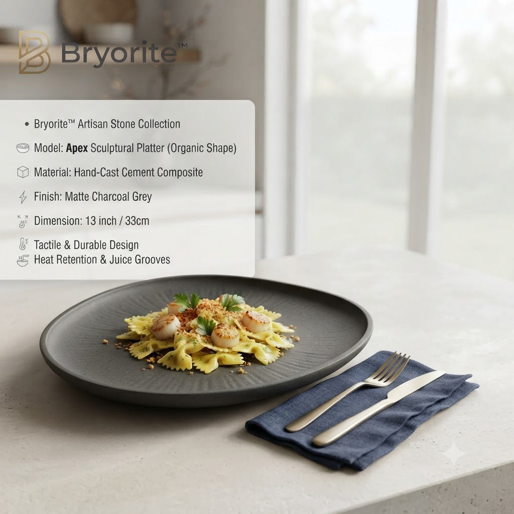 Bryorite™ Artisan Stone Collection – The "Apex" Sculptural Serving Platter (13-Inch)