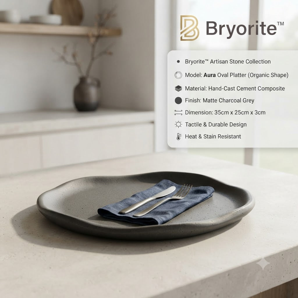 Bryorite™ Artisan Stone Collection – The "Aura" Organic-Edge Serving Platter