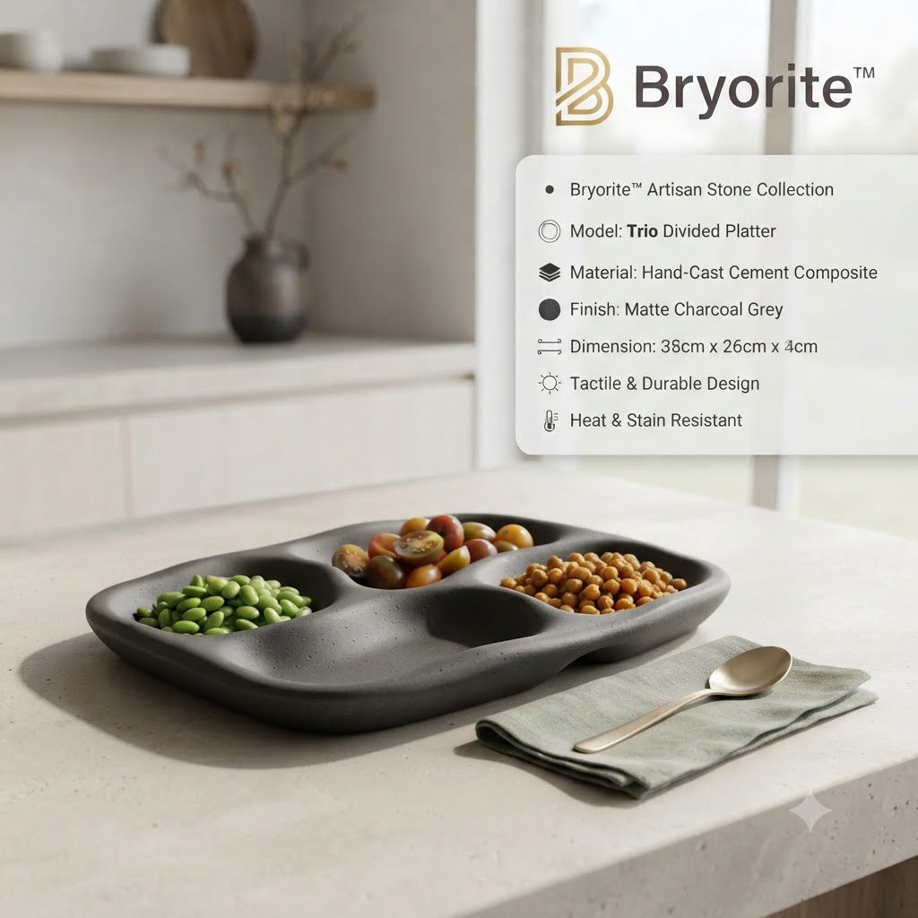 Bryorite™ Artisan Stone Collection – The "Trio" Sculptural Divided Platter