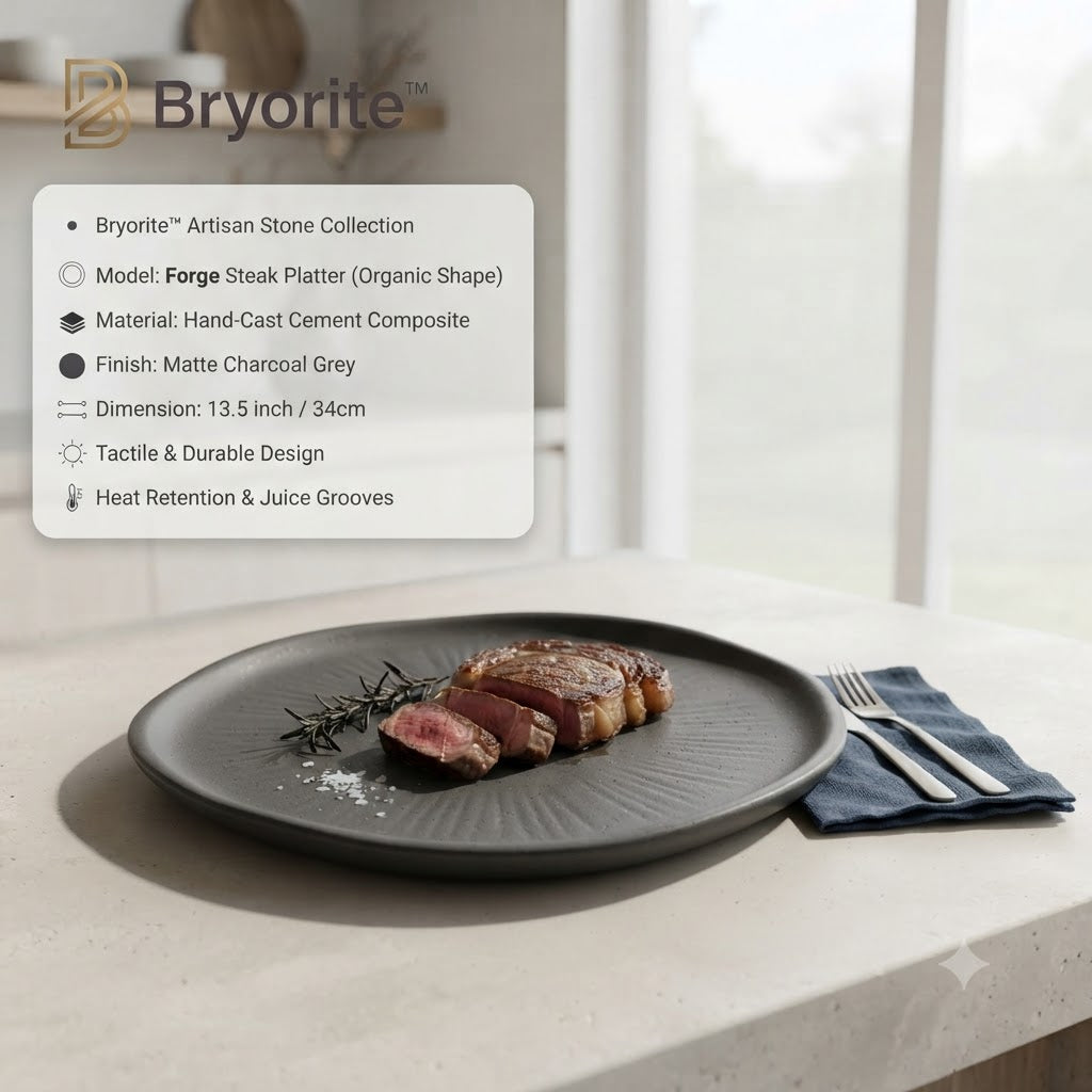 Bryorite™ Artisan Stone Collection – The "Forge" 13.5" Pro-Grade Steak Platter