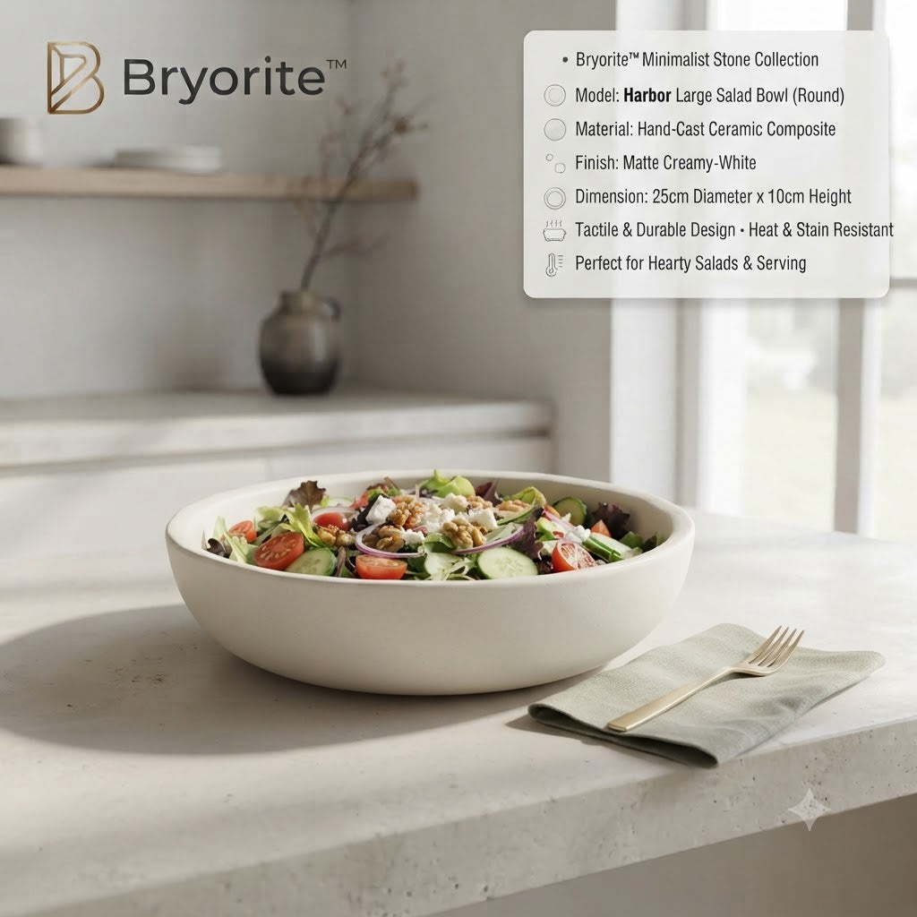 Bryorite™ Artisan Stone Collection – The "Harbor" 10-Inch Hand-Cast Serving Bowl