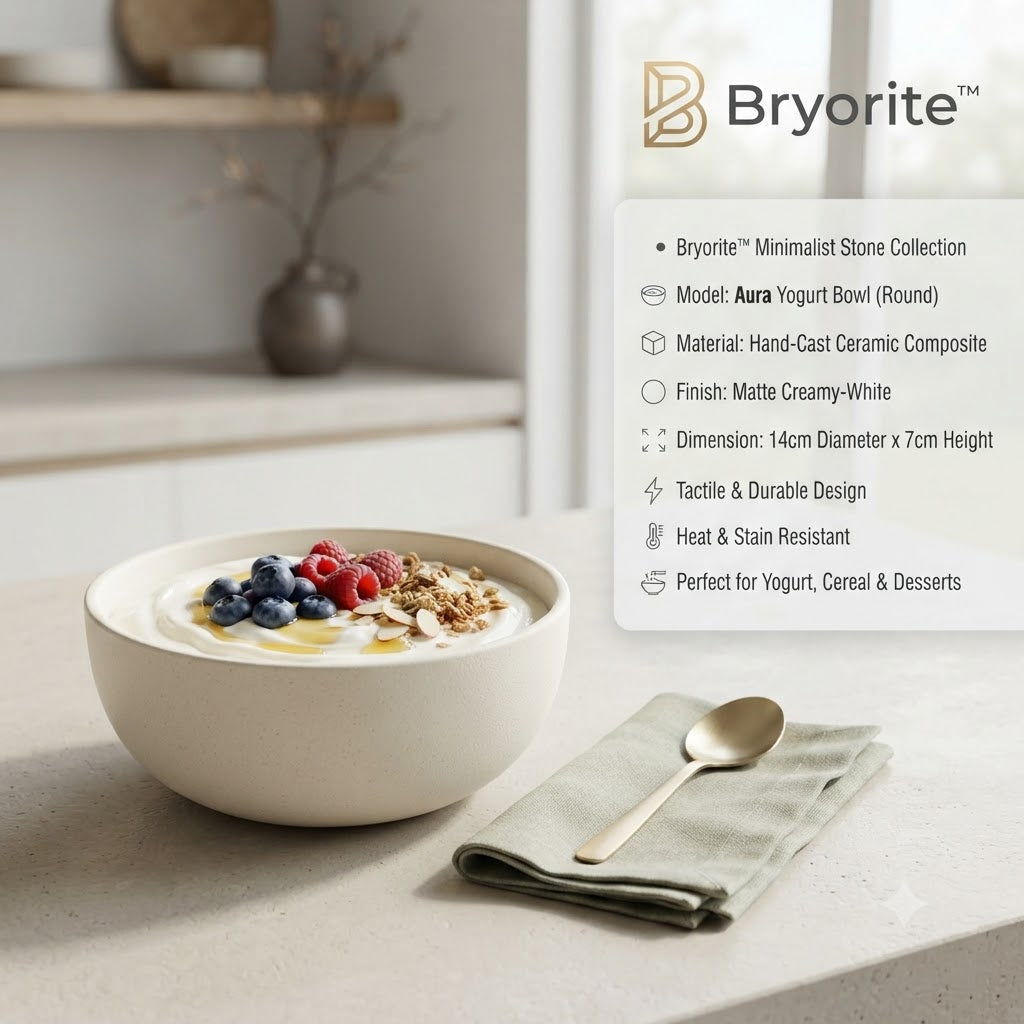 Bryorite™ Artisan Stone Collection – The "Aura" Hand-Cast Ceramic Yogurt Bowl